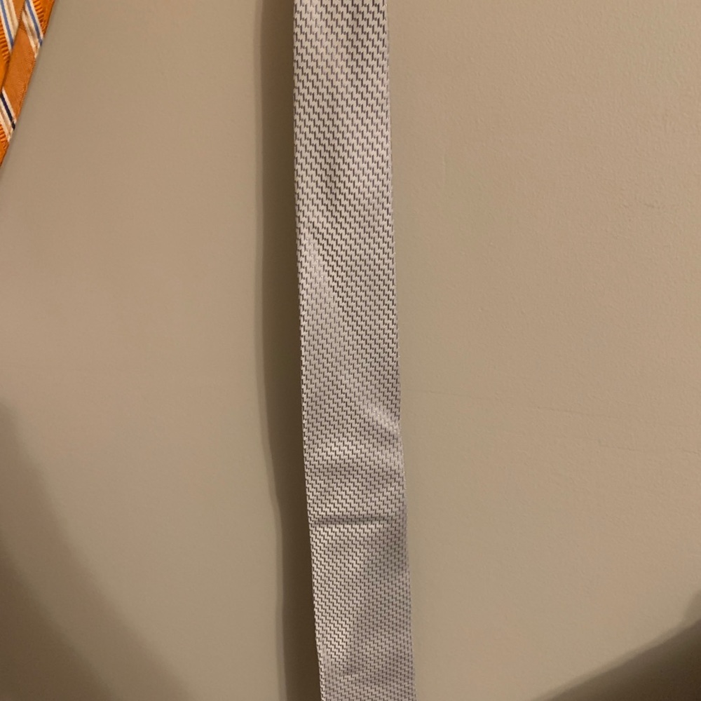 Two ties, silk, one gray, one orange EUC